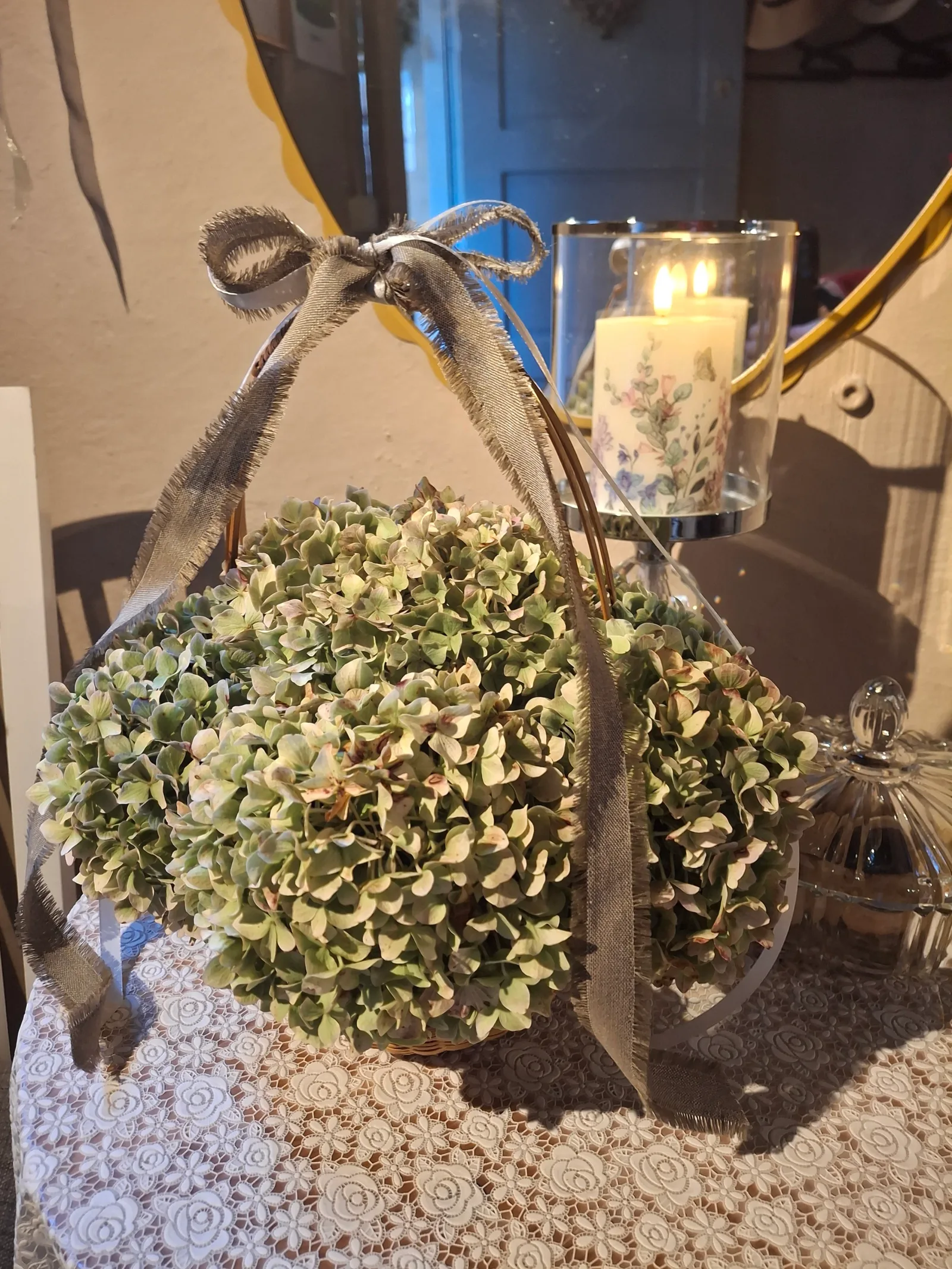 Ljuslykta med hortensia